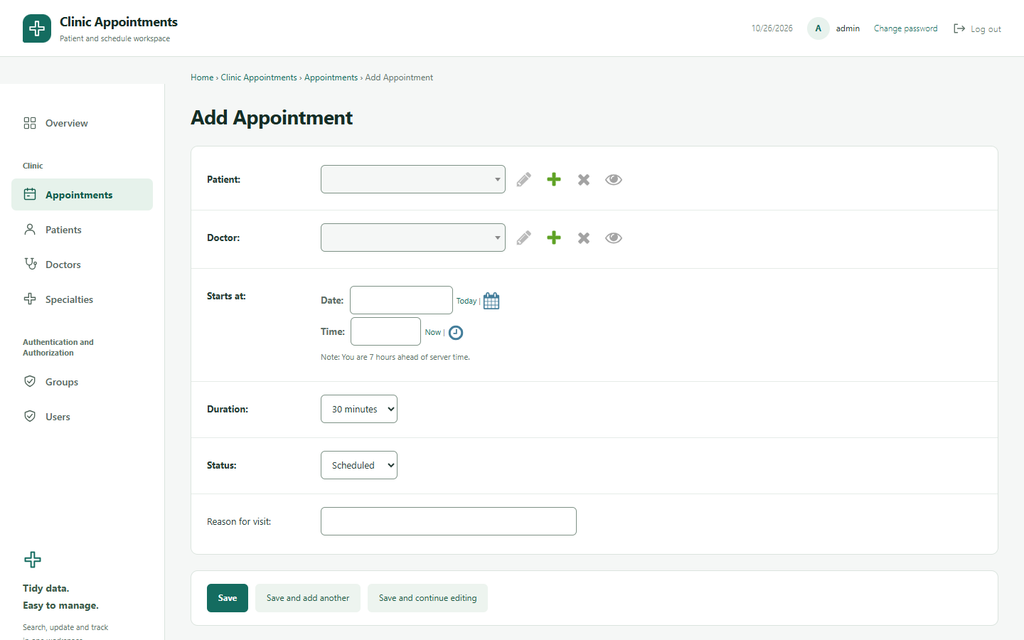 Form to book an appointment