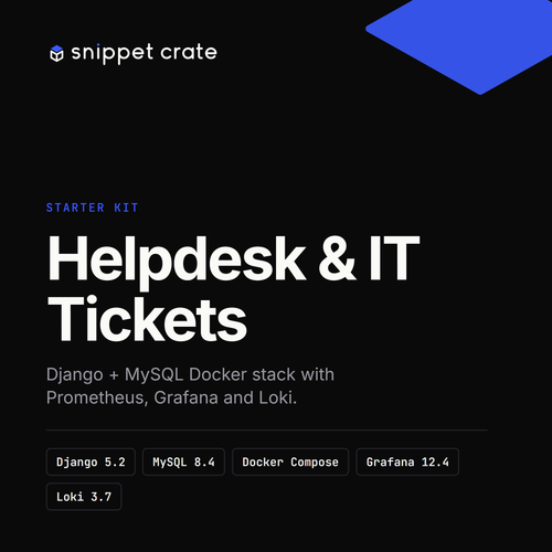 Helpdesk and IT ticketing starter kit: Django + MySQL Docker stack with Prometheus, Grafana and Loki