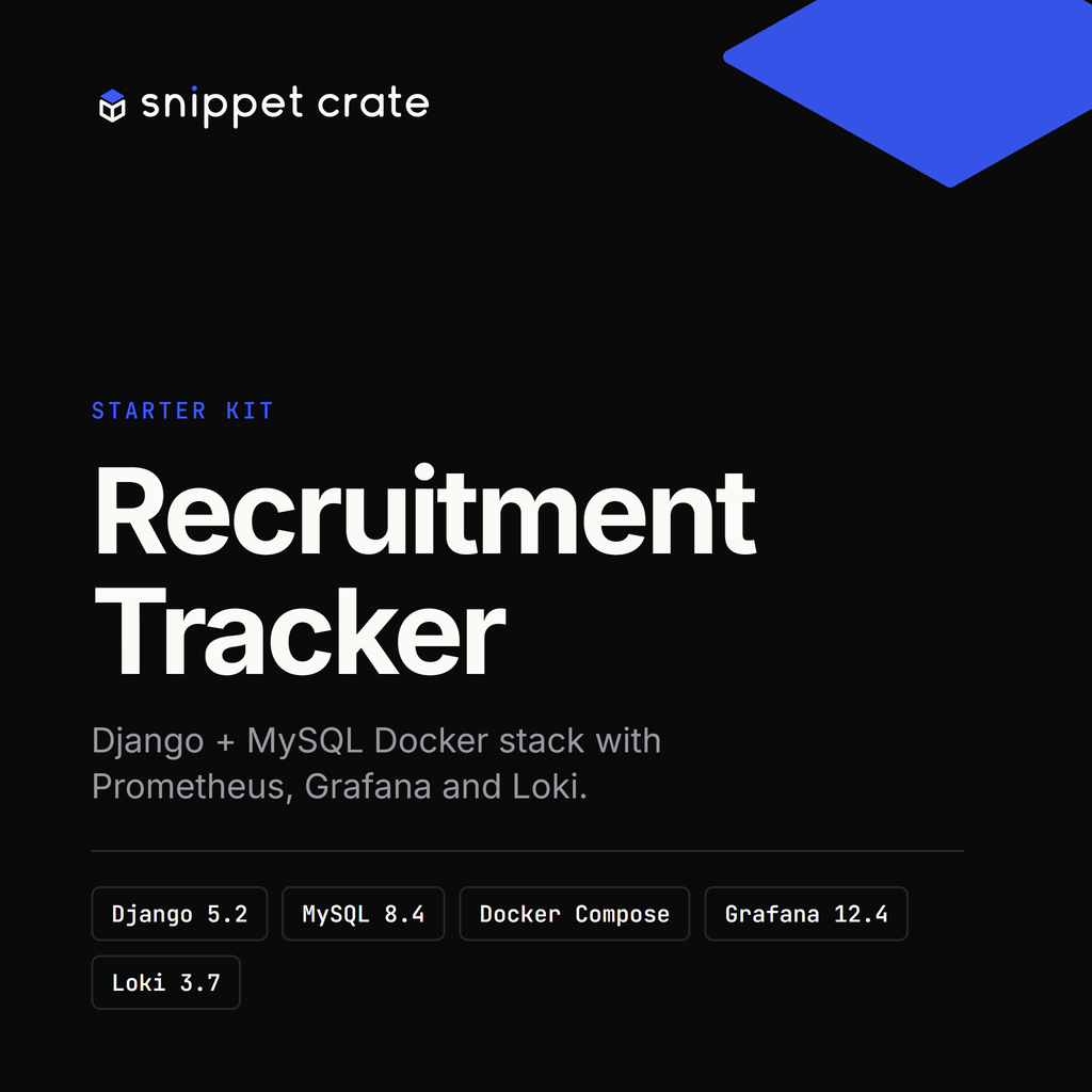 Recruitment Tracker starter kit: Django + MySQL Docker stack with Prometheus, Grafana and Loki